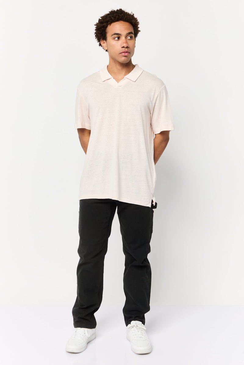 Celio Men Regular Fit Solid Short Sleeve Polo Shirt, Pink - Image 2